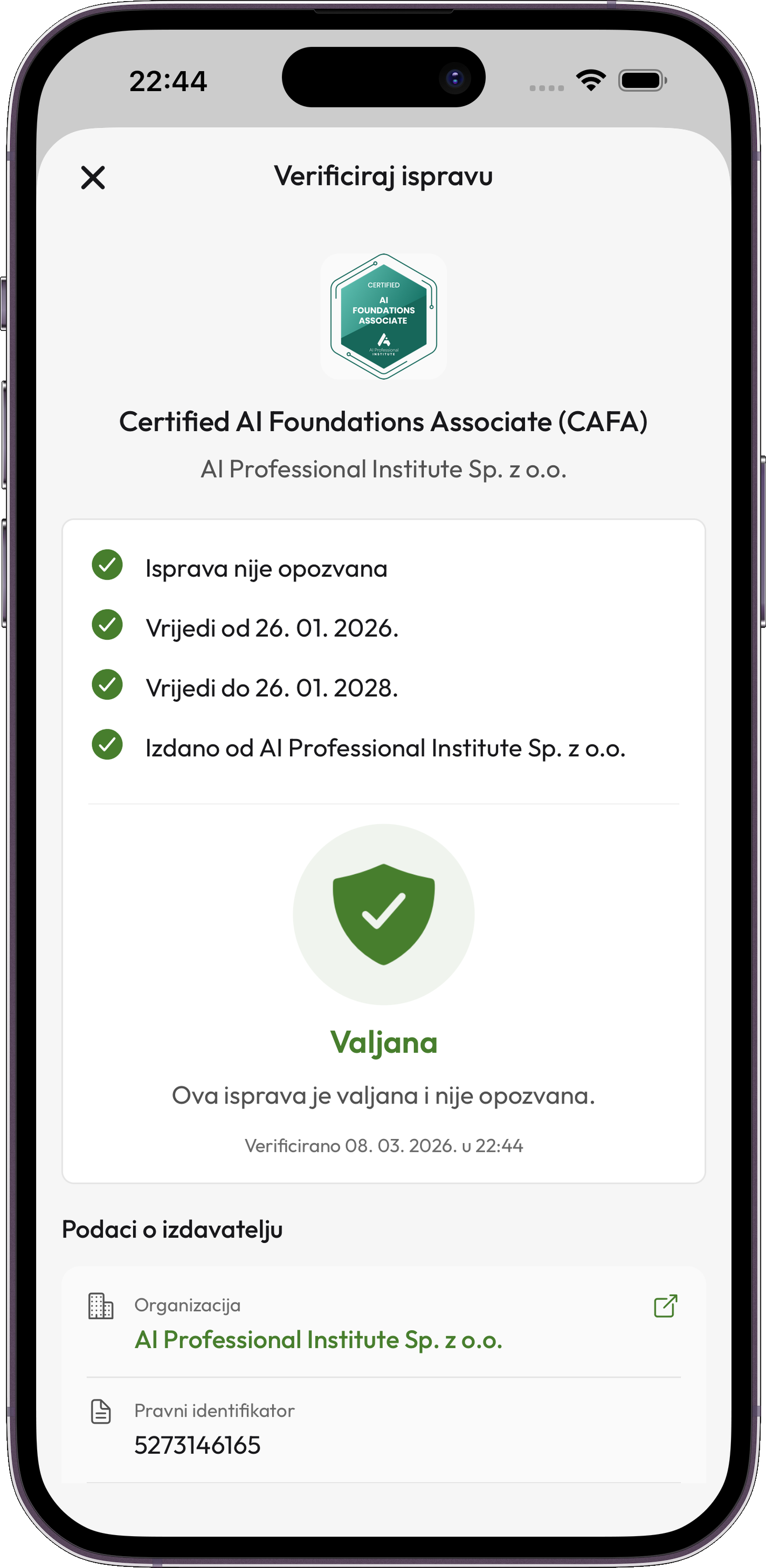 Credentium Wallet — Weryfikacja