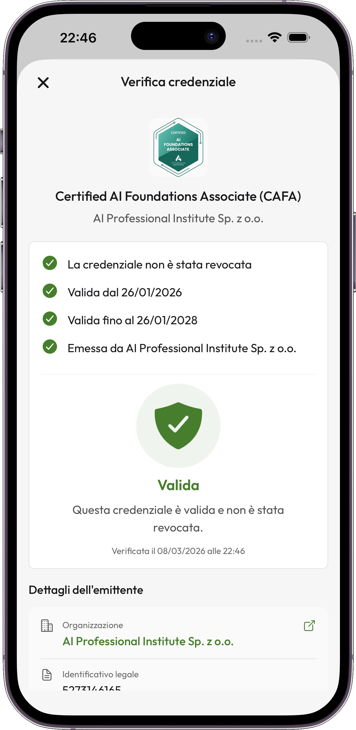 Credentium Wallet — Weryfikacja