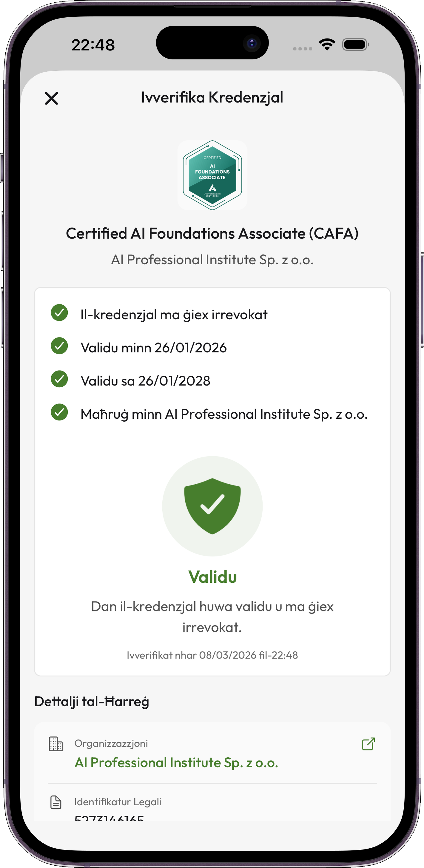 Credentium Wallet — Weryfikacja