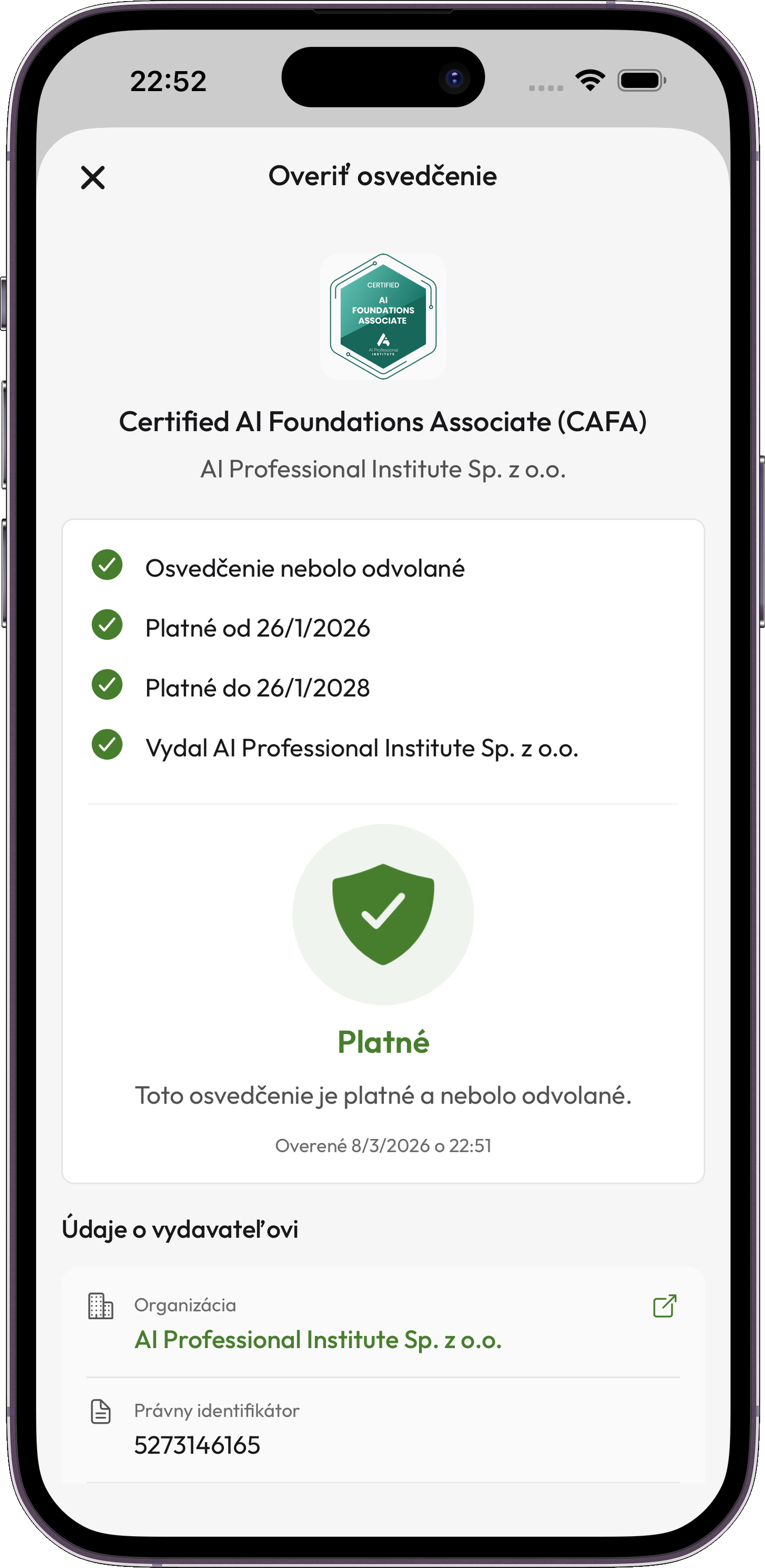 Credentium Wallet — Weryfikacja