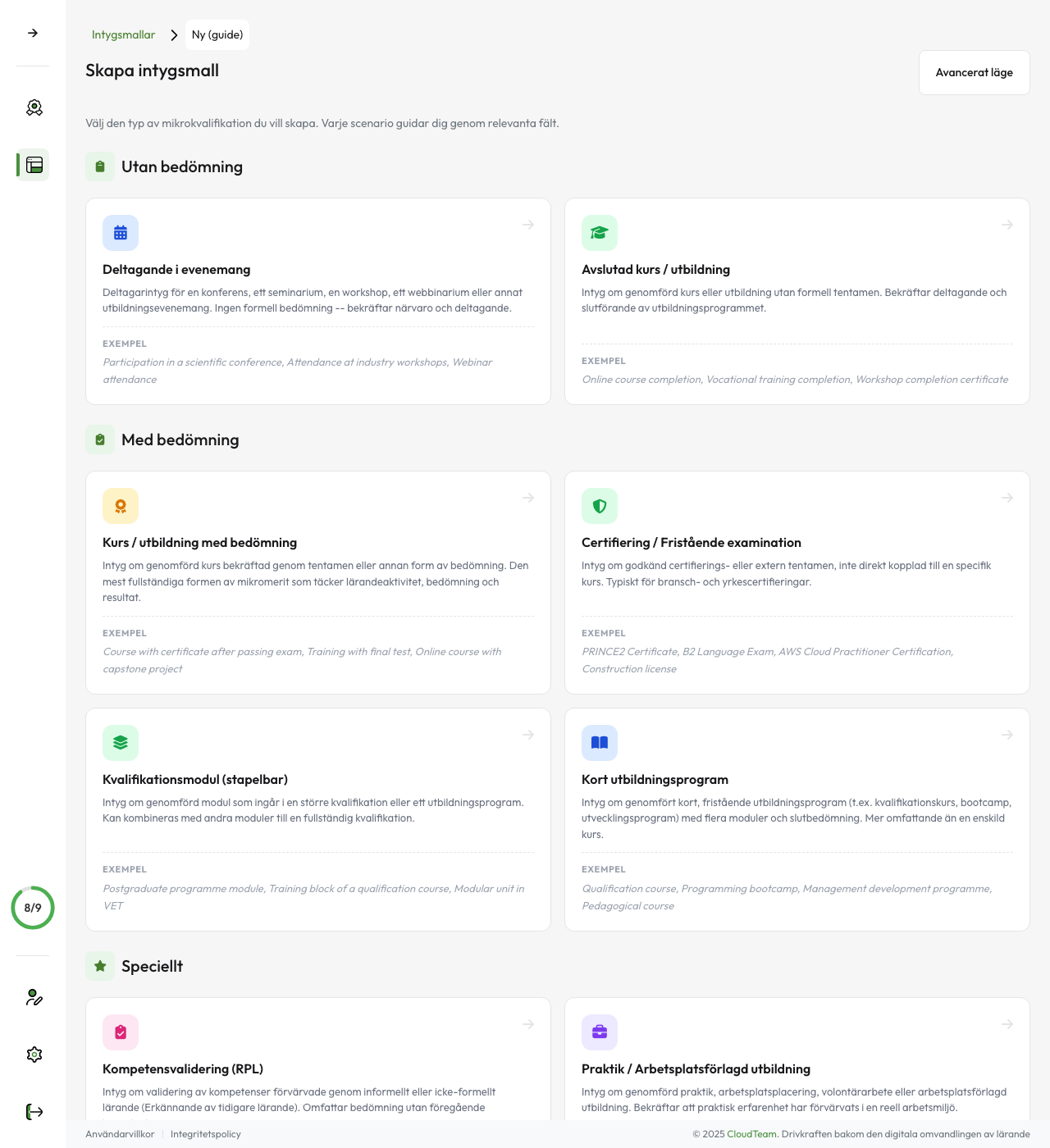 Mallbyggare — val av meritscenario